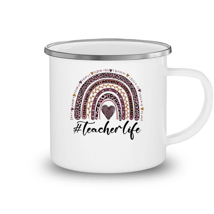 A Teacher Life Is Closely Related To The Knowledge In Books And Inspires Students Camping Mug