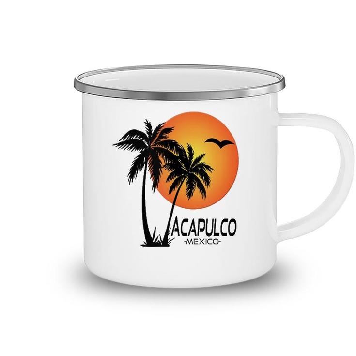Acapulco Souvenirmexico Palm Trees Beach Sun  Camping Mug