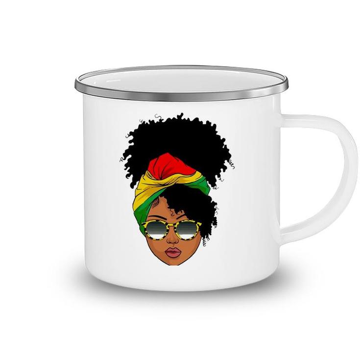 Afro Woman Headscarf Nubian Melanin Popping Black History Camping Mug