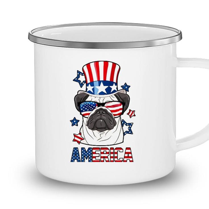 America Pug Dog Owner 4Th Of July Usa Flag Men Women Kids Camping Mug