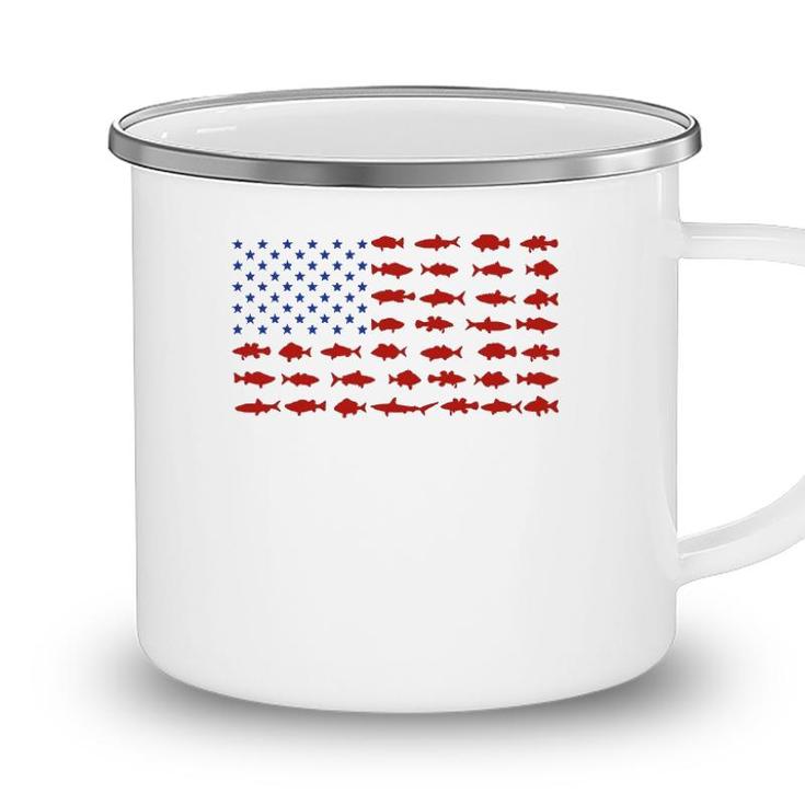 American Flag Fishing Theme Patriotic For Men Women Kids Camping Mug