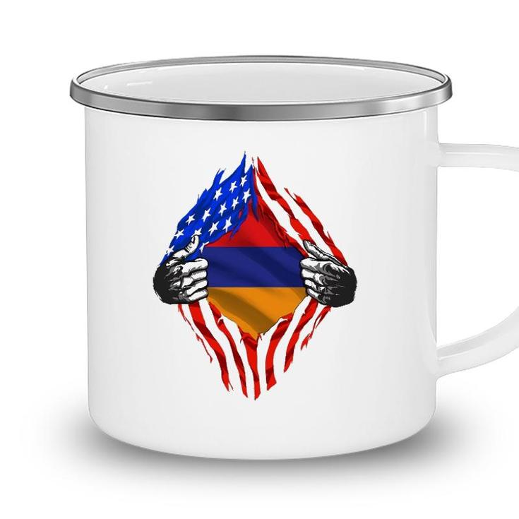 Armenian Heritage Armenia Roots Us American Flag Patriotic Camping Mug