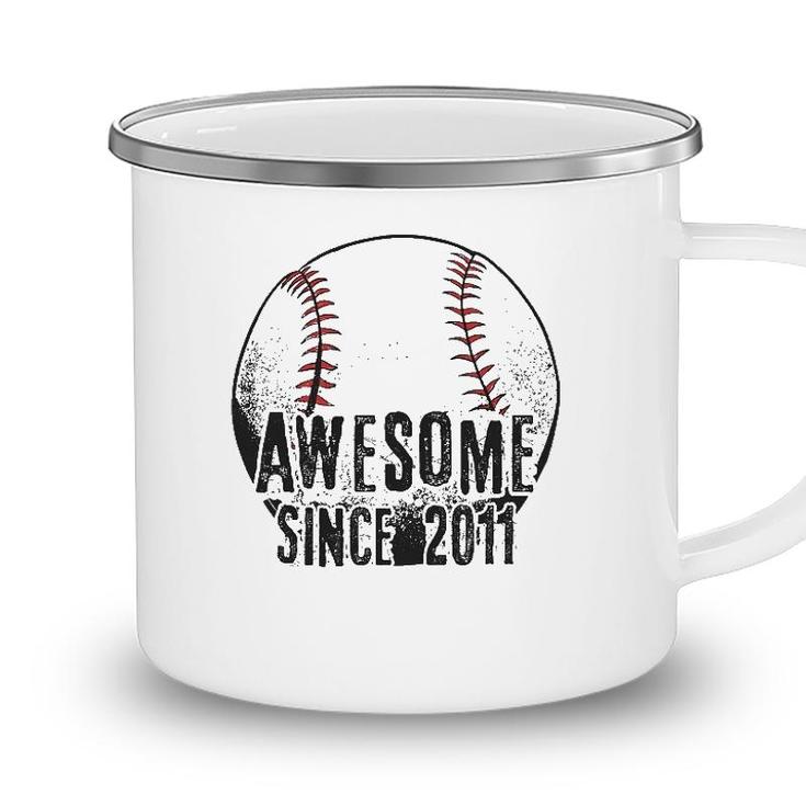 Awesome Since 2011 11 Years Old Baseball Player 11St Birthday Camping Mug