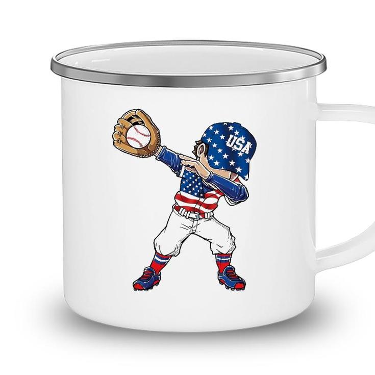 Baseball Softball Dabbing American 4Th Of July Usa Patriotic Camping Mug