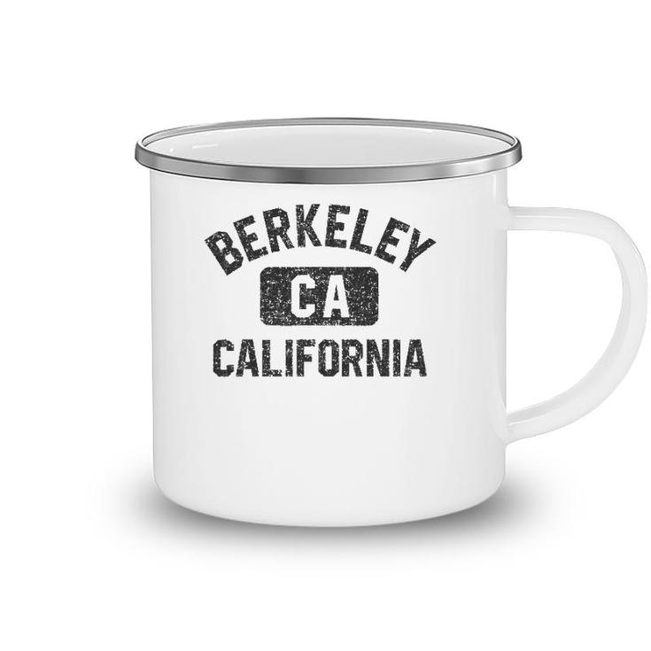 Berkeley California Gym Style Black W Distressed Black Print Camping Mug