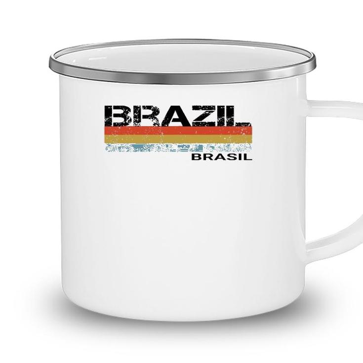Brazil Brasil Vintage Retro Stripes Camping Mug