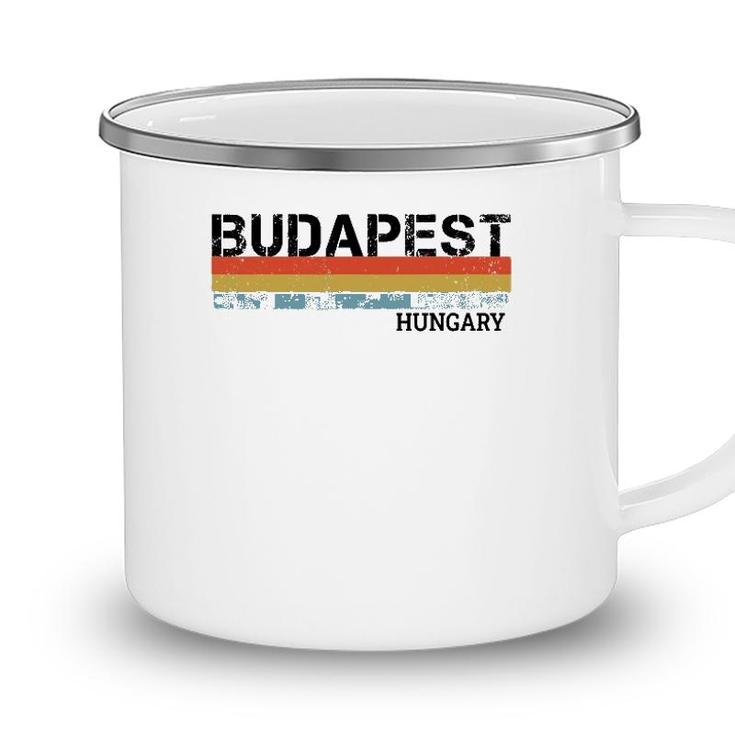 Budapest Retro Vintage Stripes Gift Camping Mug