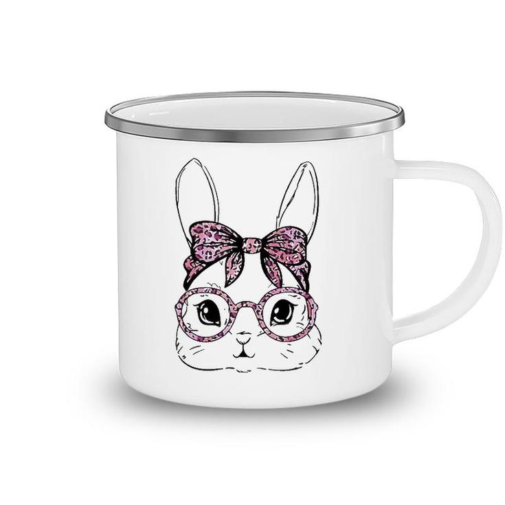 Bunny Face Leopard Glasses Happy Easter Day Women Girl Kid Camping Mug