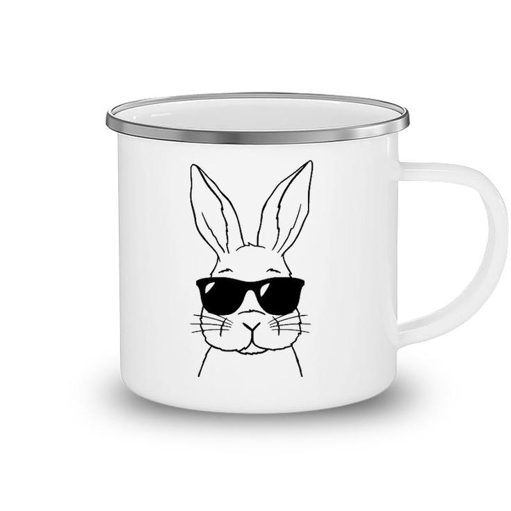 Bunny Face With Sunglasses Men Boys Kids Easter Day Camping Mug