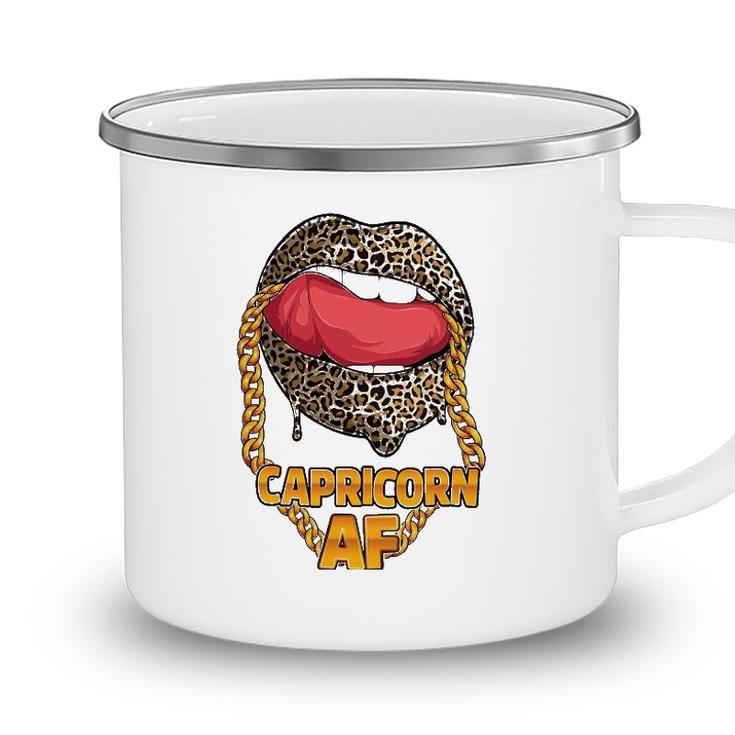 Capricorn Af Girl Juicy Lips Leopard Astrology Zodiac Sign Camping Mug