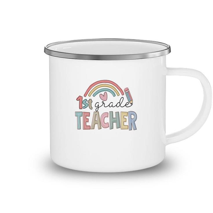 Colorful Rainbow 1St Grade Teacher Custom For Teacher Camping Mug