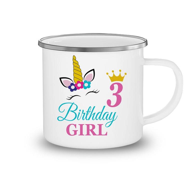 Congratuations 3Rd Birthday Beautiful Unicorn Girl Camping Mug