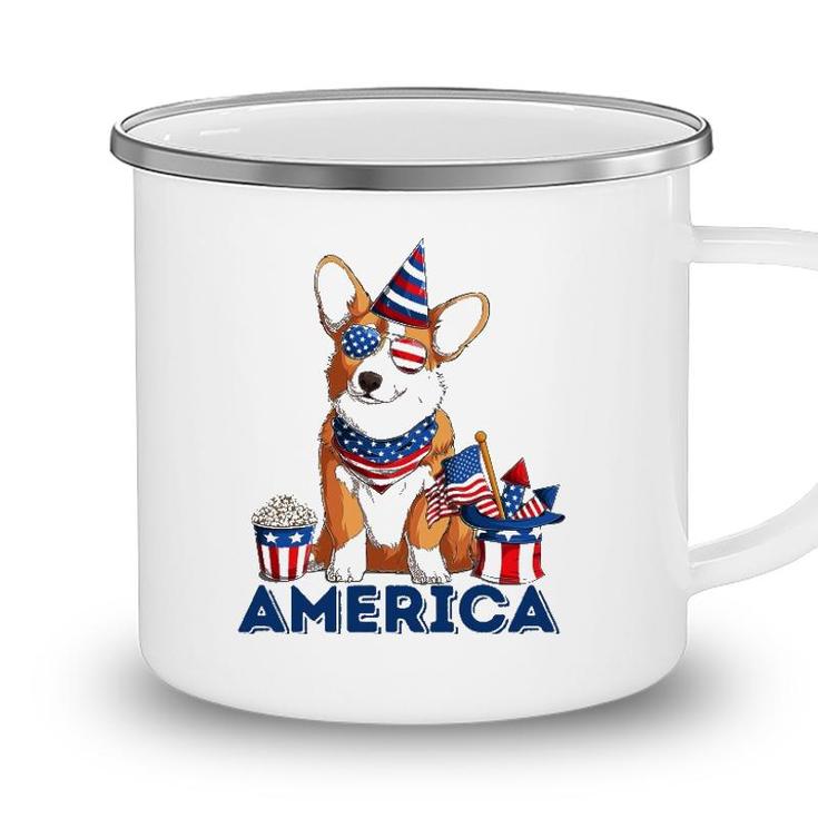 Corgi Dog American Flag Sunglasses Patriotic 4Th July Merica Camping Mug