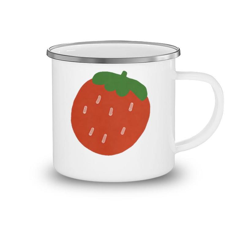 Cute Cottagecore Kawaii Strawberry Aesthetic  Camping Mug