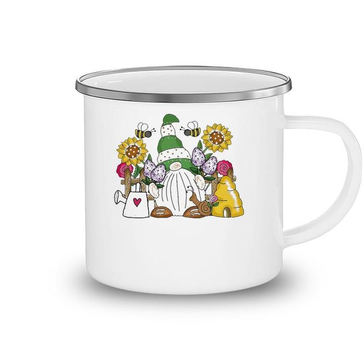 Cute Flower Garden Gnome With Bees And Flowers Gift Gardener Camping Mug