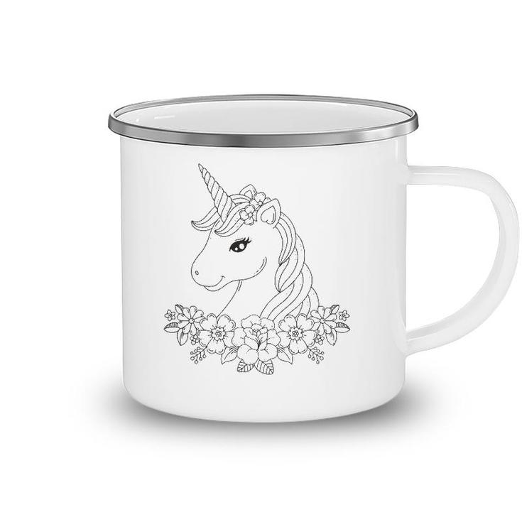 Cute Unicorn To Paint And Color In For Children Camping Mug