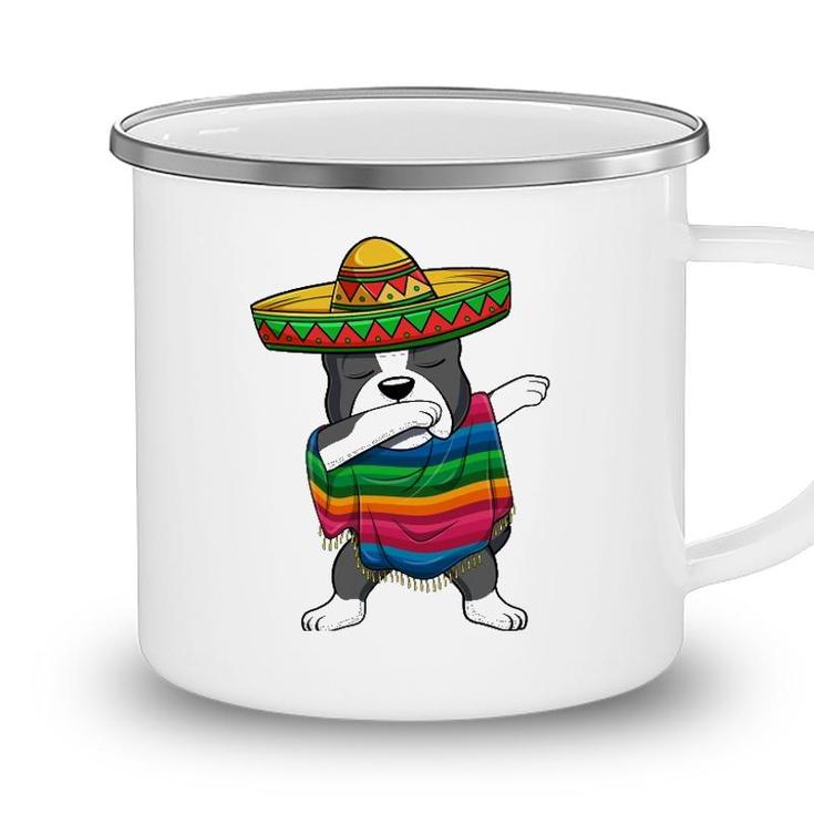 Dabbing Boston Terrier Mexican Poncho Sombrero Cinco De Mayo Camping Mug