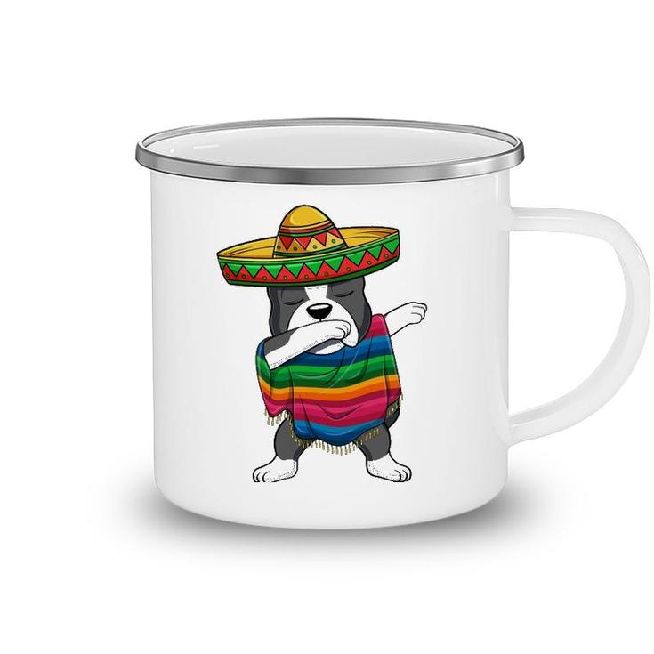 Dabbing Boston Terrier Mexican Poncho Sombrero Cinco De Mayo Camping Mug