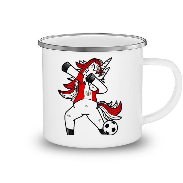 Dabbing Soccer Unicorn Peru Peruvians Football Camping Mug