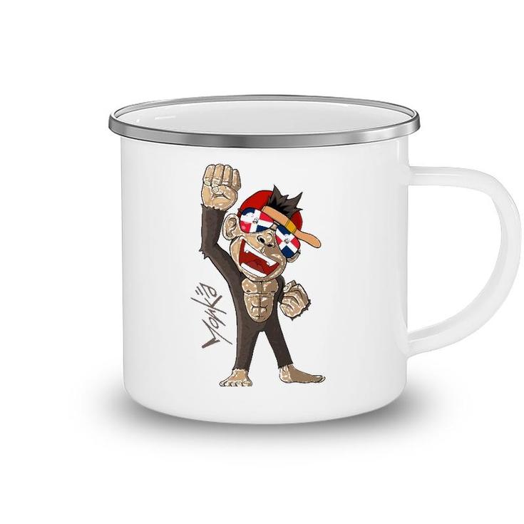 Dominican Republic Flag - Cheering Monkey - Fan Camping Mug
