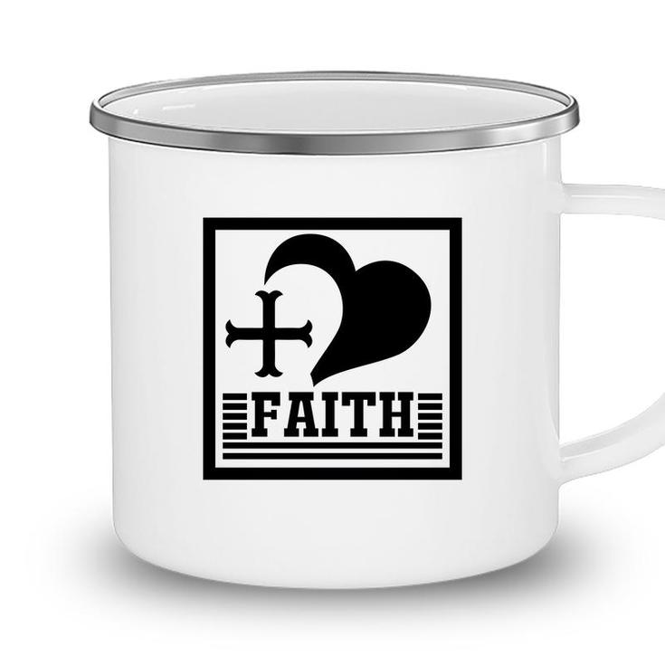 Faith Heart Bible Verse Black Graphic Great Christian Camping Mug