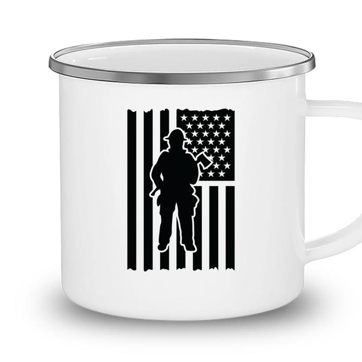 Firefighter Usa Flag Black Gift For Firefighter Camping Mug
