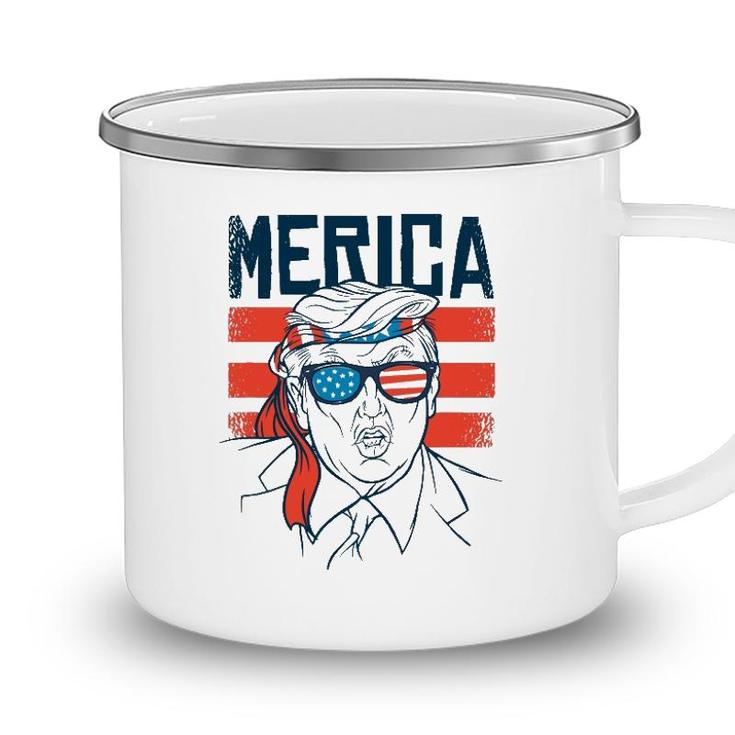 Funny Donald Trump 4Th Of July Independence Day America Flag Camping Mug