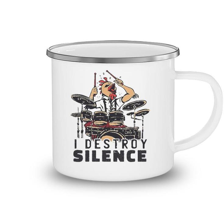 Funny Drummer Design I Destroy Silence Chicken Head Drums Camping Mug
