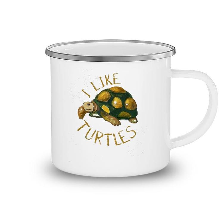 Funny Turtle Lover Gift Vintage I Like Turtles Camping Mug