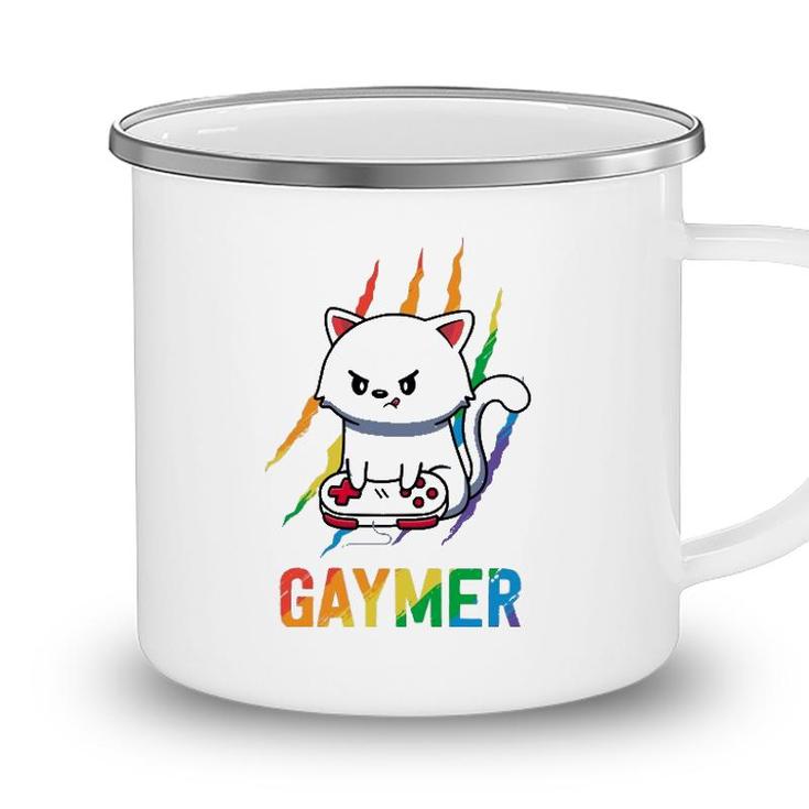 Gaymer Lgbt Cat Pride  Rainbow Video Game Lovers Gift  Camping Mug