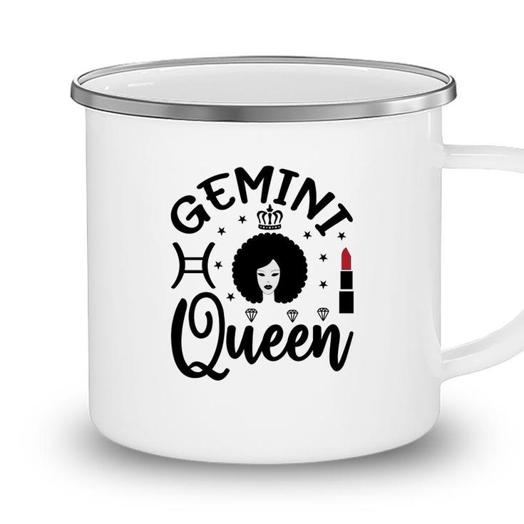 Gemini Girl Curly Hair Lipstick Decoration Birthday Camping Mug