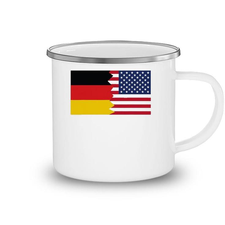 German American Half Germany Half America Flag Camping Mug