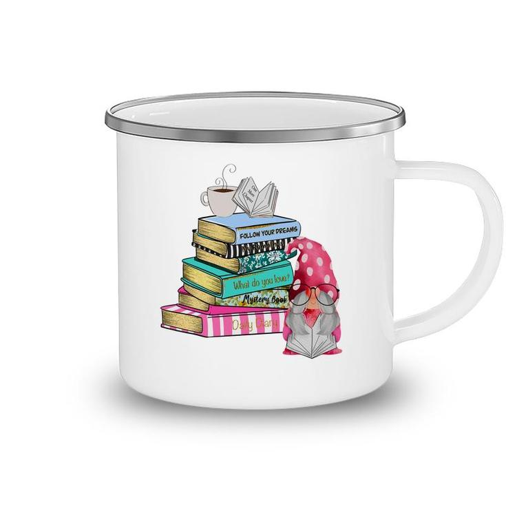 Gnome Reading Books Coffee And Book Lover Camping Mug