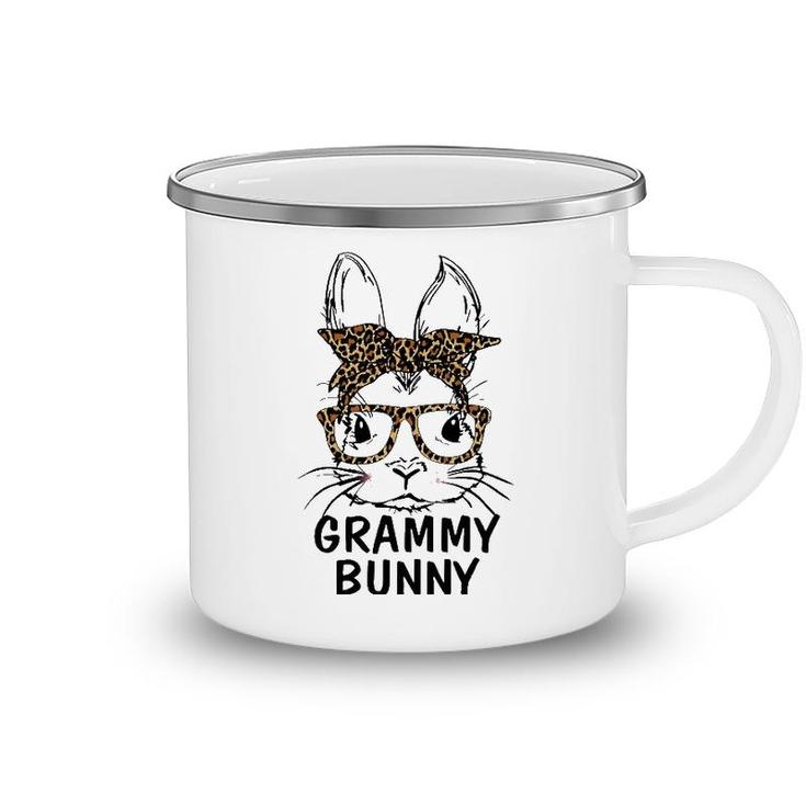 Grammy Bunny Face Leopard Print Glasses Easter Day Camping Mug