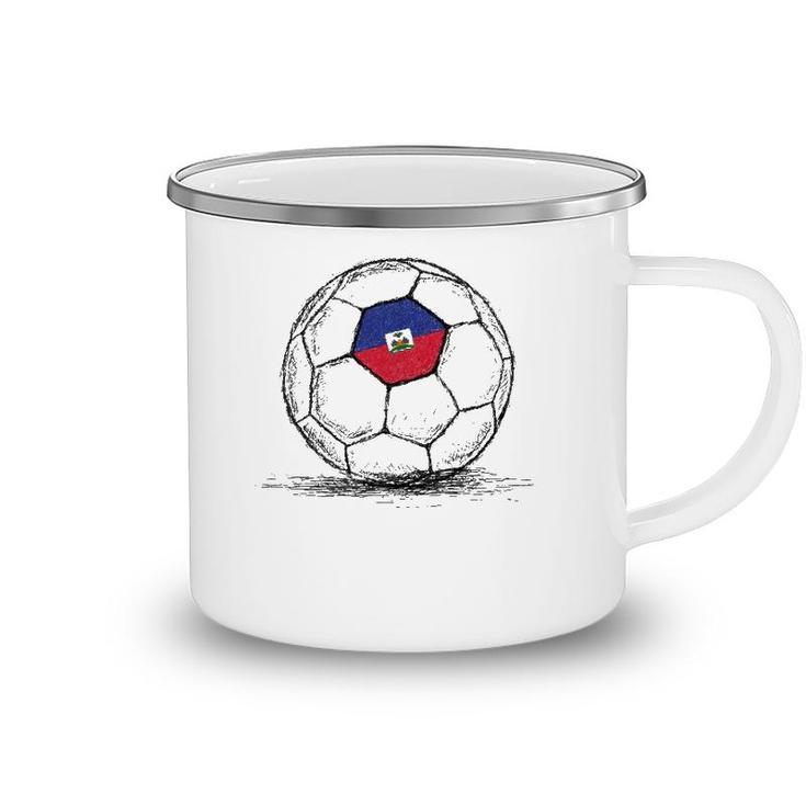 Haiti Haitian Flag Design On Soccer Ball Camping Mug