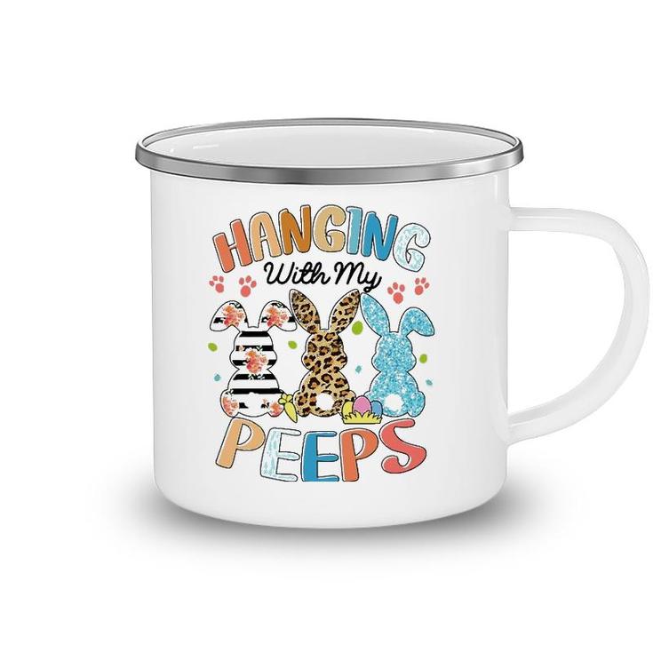 Hanging With My Peeps Rabbit Lover Easter Day Leopard Camping Mug
