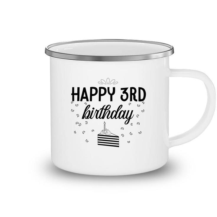 Happy 3Rd Birthday Black Version With A Sweet Cake Birthday Camping Mug