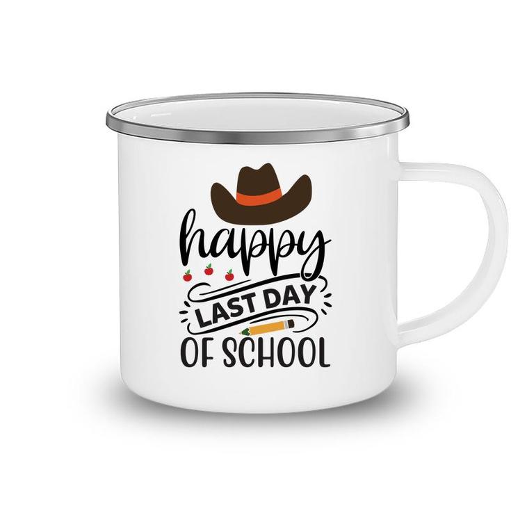 Happy Last Day Of School With Black Cowboy Hat Camping Mug