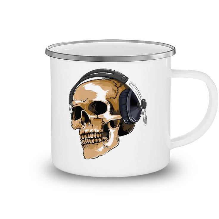 Headphone Skull  Electronic Hard Style Musician Gift Camping Mug