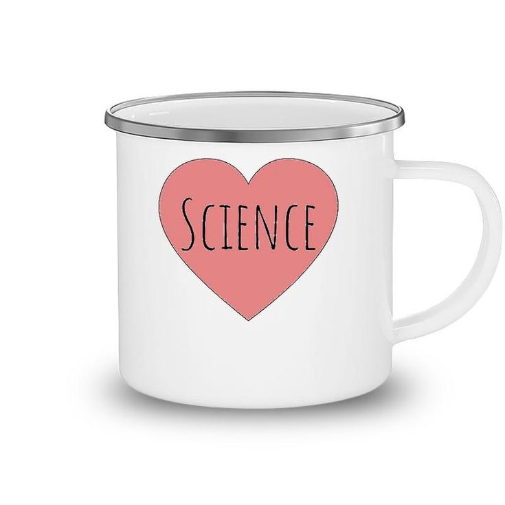 Heart Pastel Pink Valentine Humor Scientists I Love Science Camping Mug