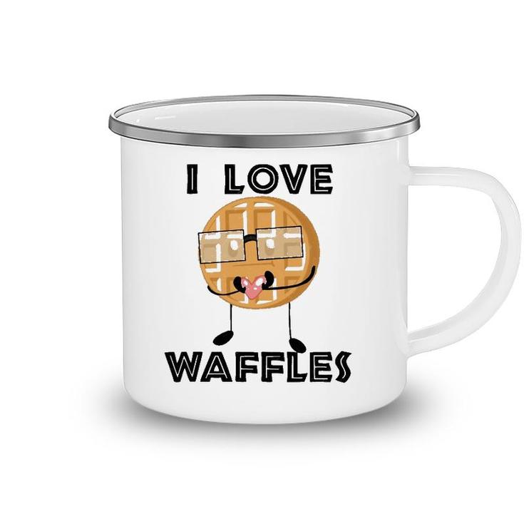 I Love Waffles  Waffle Love Pun Camping Mug