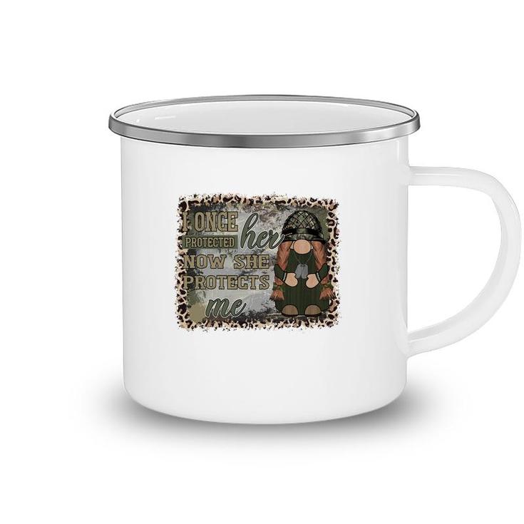 I Once Protected Her Now She Protects Me Hero Dad Camping Mug