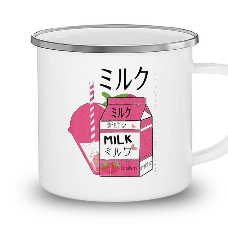 Kawaii90S Japanese Otaku Stylish Aesthetic Milk Strawberry Camping Mug