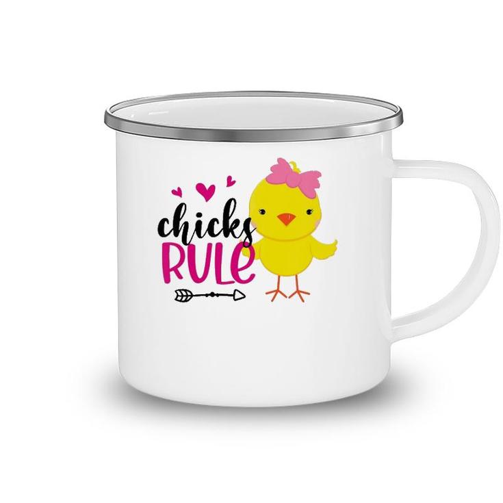 Kids Chicks Rule Cute Chicken Baby Chicken Happy Easter Day Camping Mug