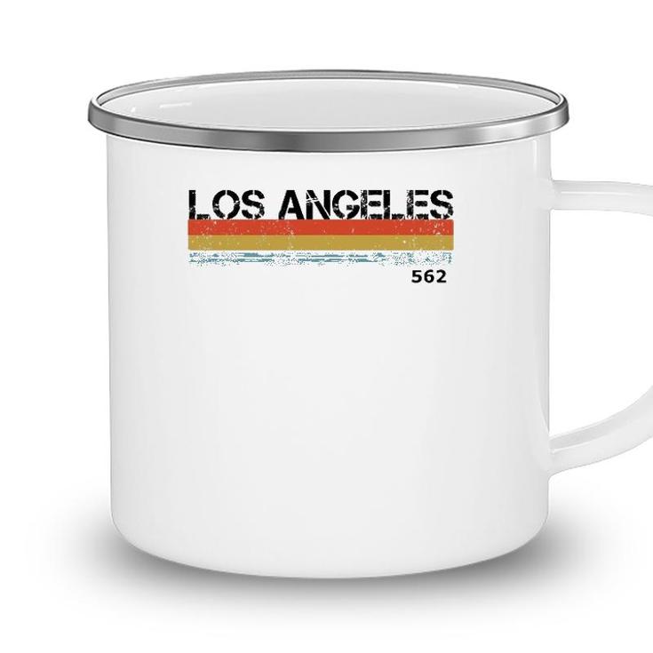 La Los Angeles Area Code Vintage Retro Stripes Camping Mug