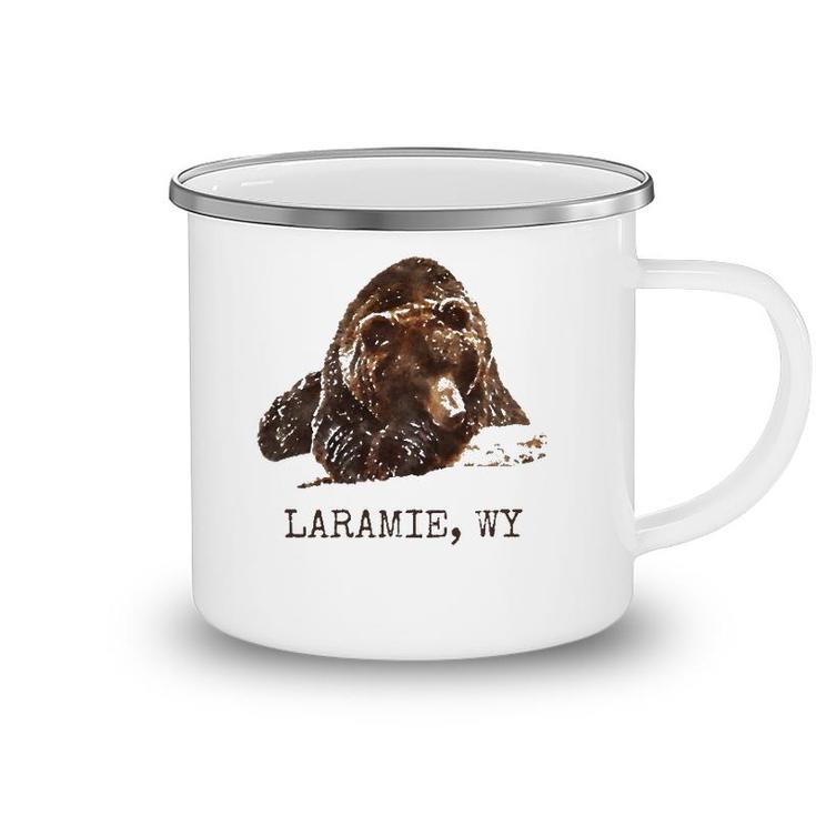 Laramie Wy Brown Grizzly Bear In Snow Wyoming Gift Camping Mug