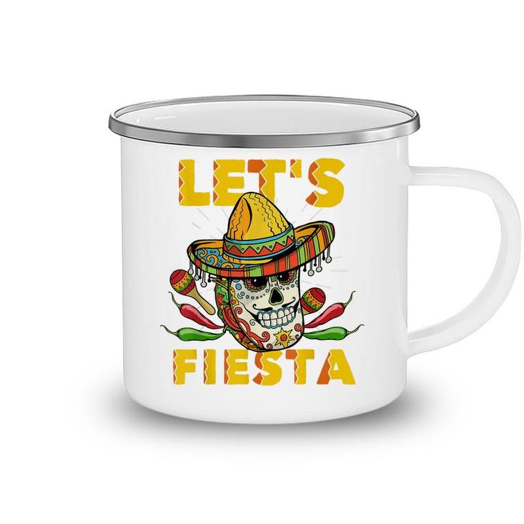 Lets Fiesta Cinco De Mayo Mexican Theme Party Guitar Lover  Camping Mug