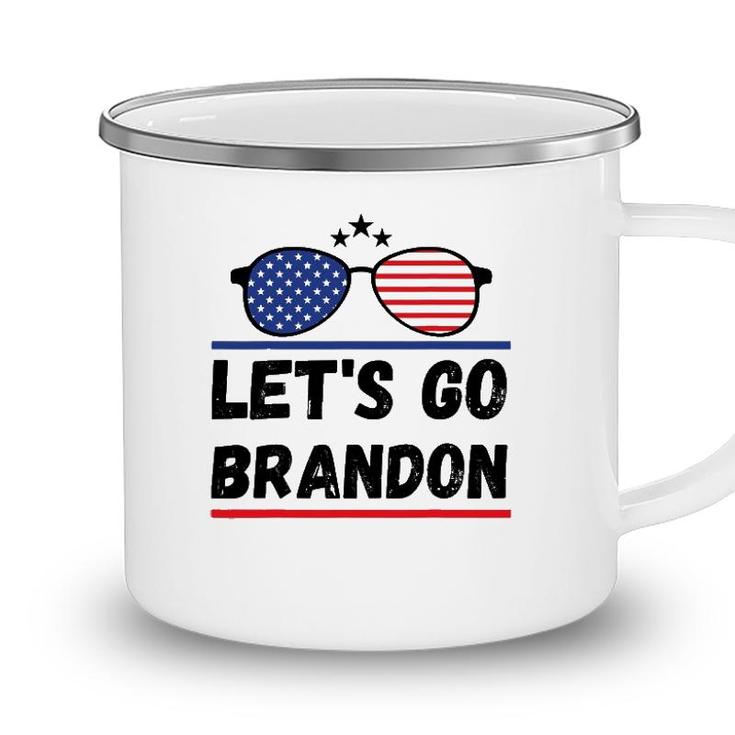 Lets Go Brandon Joe Biden Chant Impeach Biden Costume American Flag Sunglasses Camping Mug