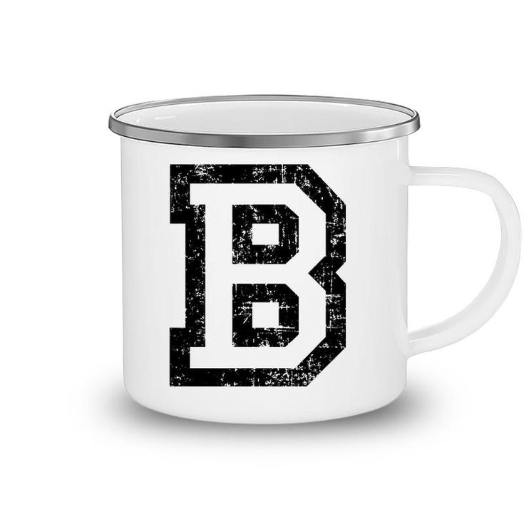 Letter B Vintage Black And White Camping Mug