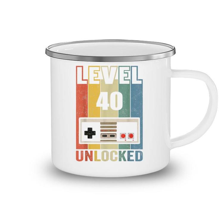 Level 40 Unlocked  Video Gamer 40Th Birthday Gifts   Camping Mug